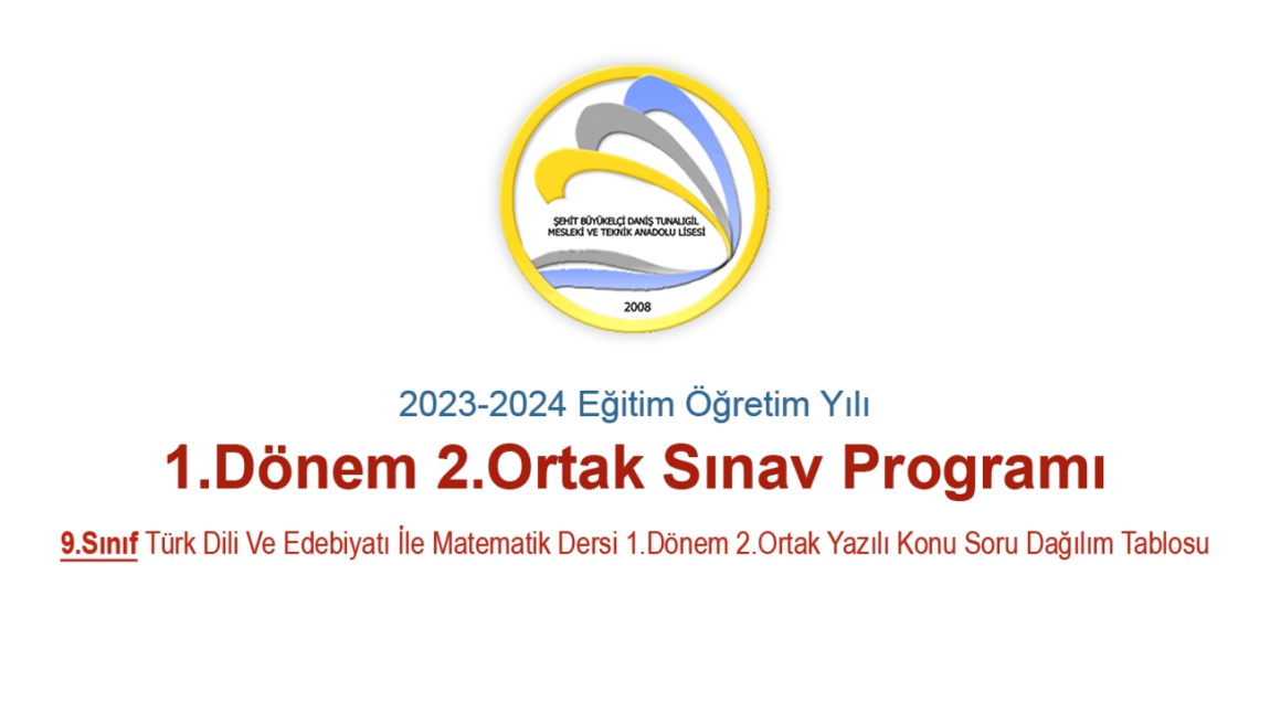 2023-2024 Eğitim Öğretim Yılı 1.Dönem 2.Ortak Sınav Programı Açıklandı.